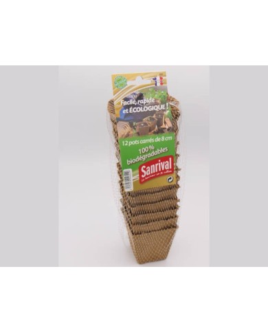 12 pots biodégradables carré de 8 cm
