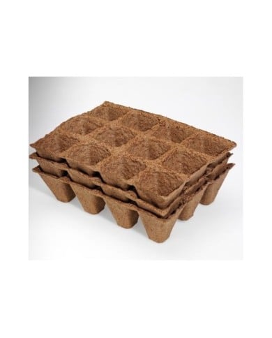 3 plaques de 15 pots biodégradables carré de 4 -5 cm
