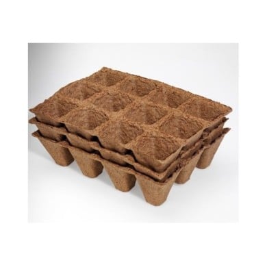 3 plaques de 15 pots biodégradables carré de 4 -5 cm