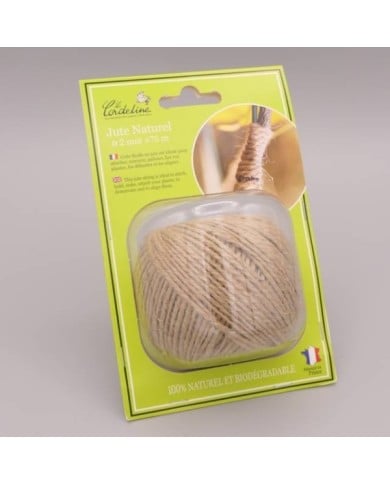 FICELLE JUTE 2MMX75M NATURELLE PELOTE 100G