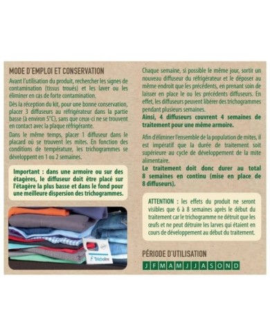 Anti-mites des vêtements - Trichogramme 4 diffuseurs