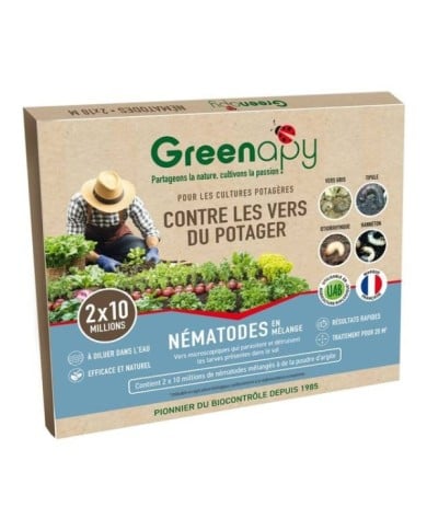 Nématodes Anti vers du potager (blancs, gris, du poireau), hannetons, mouche - Boîte 2x10M