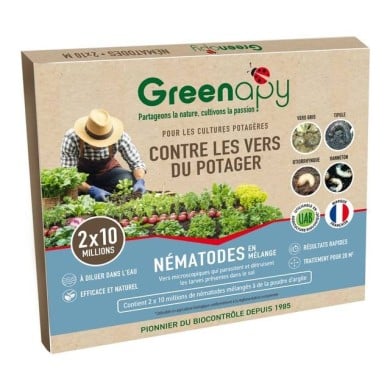 Nématodes Anti vers du potager (blancs, gris, du poireau), hannetons, mouche - Boîte 2x10M