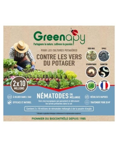 Nématodes Anti vers du potager (blancs, gris, du poireau), hannetons, mouche - Boîte 2x10M