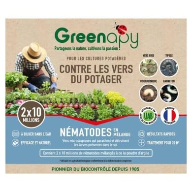 Nématodes Anti vers du potager (blancs, gris, du poireau), hannetons, mouche - Boîte 2x10M