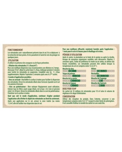 Nématodes Anti vers du potager (blancs, gris, du poireau), hannetons, mouche - Boîte 2x10M